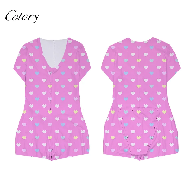 

Colory Onesie Flap Short Set Pajamas With Butt Pocket, Picture shows