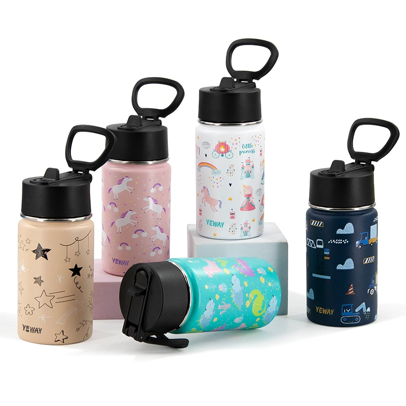 Image of Yeway Custom Logo Eco Friendly Double Wall Sport Insulated Custom Stainless Steel Water Bottle Kids Cartoon Water Bottle
