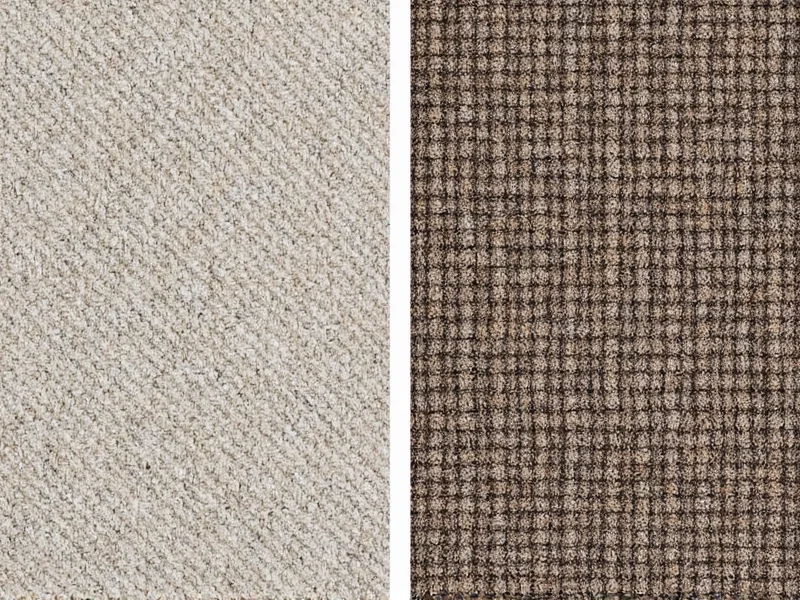Close-up comparison of stair runner fabric textures