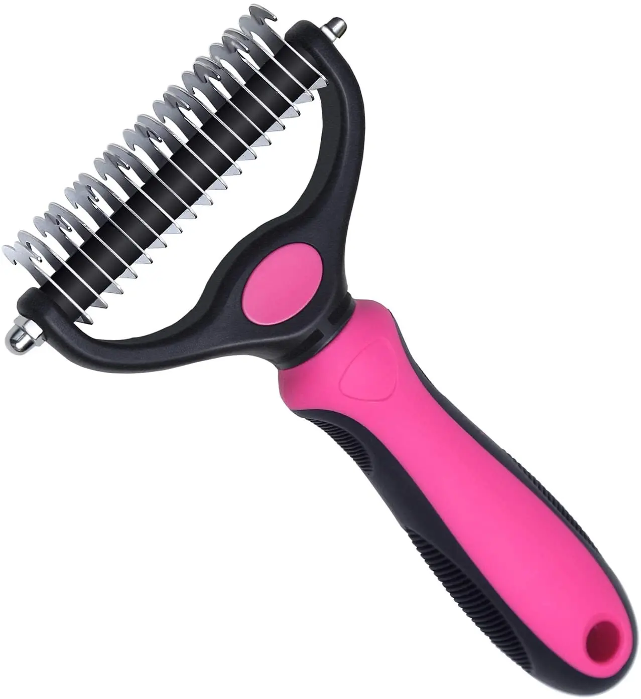 

Pet Grooming Tool Double Sided Shedding and Dematting Undercoat Dog Shedding Brush