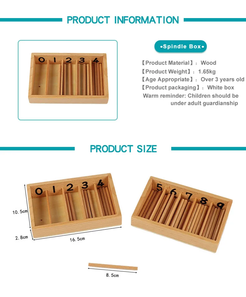 Ma025(jz)) Homeschool Spindle Box With Spindles Montessori Equipment
