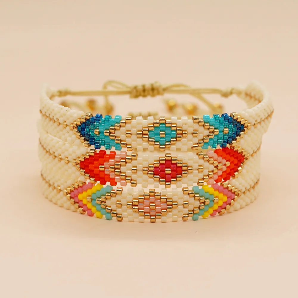 

Customized Boho Ethnic Handmade Adjustable Miyuki Seed Beads Beaded Bracelet For Women