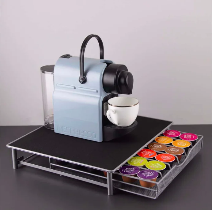

Metal double-layer large black pod cup 2 tier coffee capsule storage box