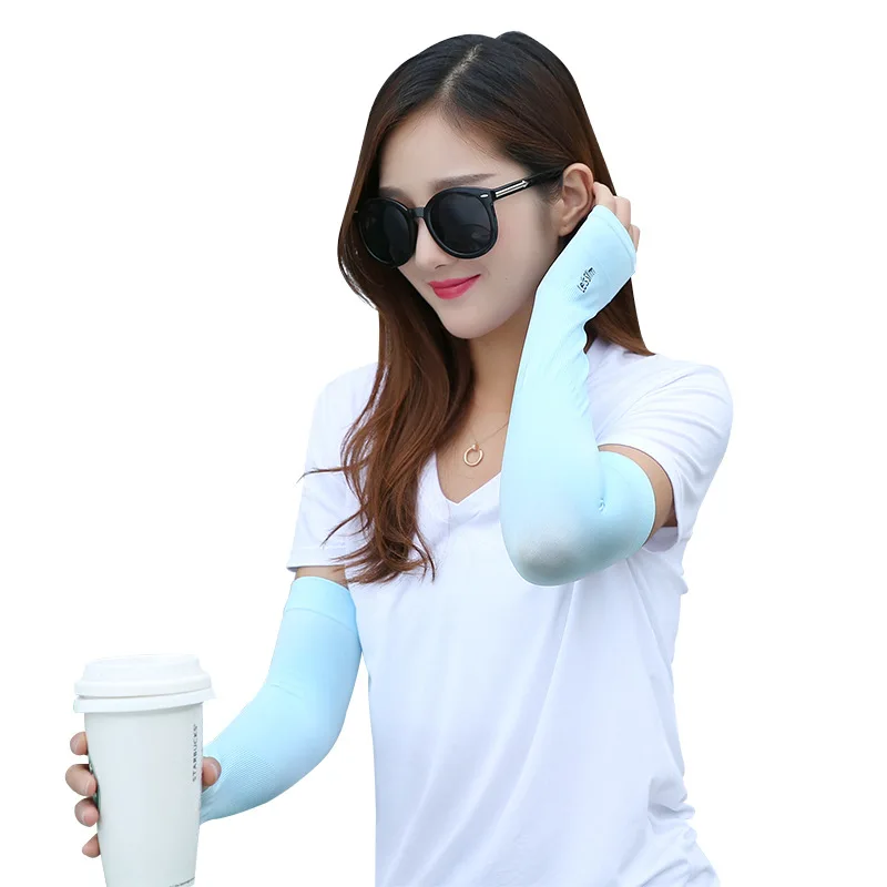 

Slimming plain black driving uv protection ice silk cooling arm sleeves, Blue, skin, pink, black, white, gray, violet