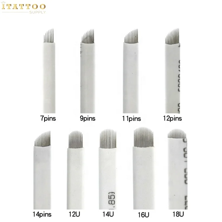 private label metal microblading 18 u nano disposable eyebrow c universal blades thin needles set .16 .18 mm korea