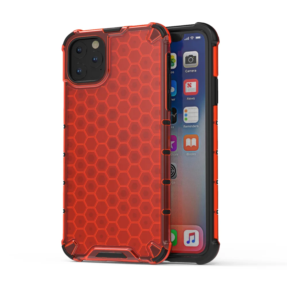

Honeycomb Design 2019 Shock Proof case Hybrid PC TPU 2 in 1 Phone Case cover For iPhone 11 pro max, 5 colors