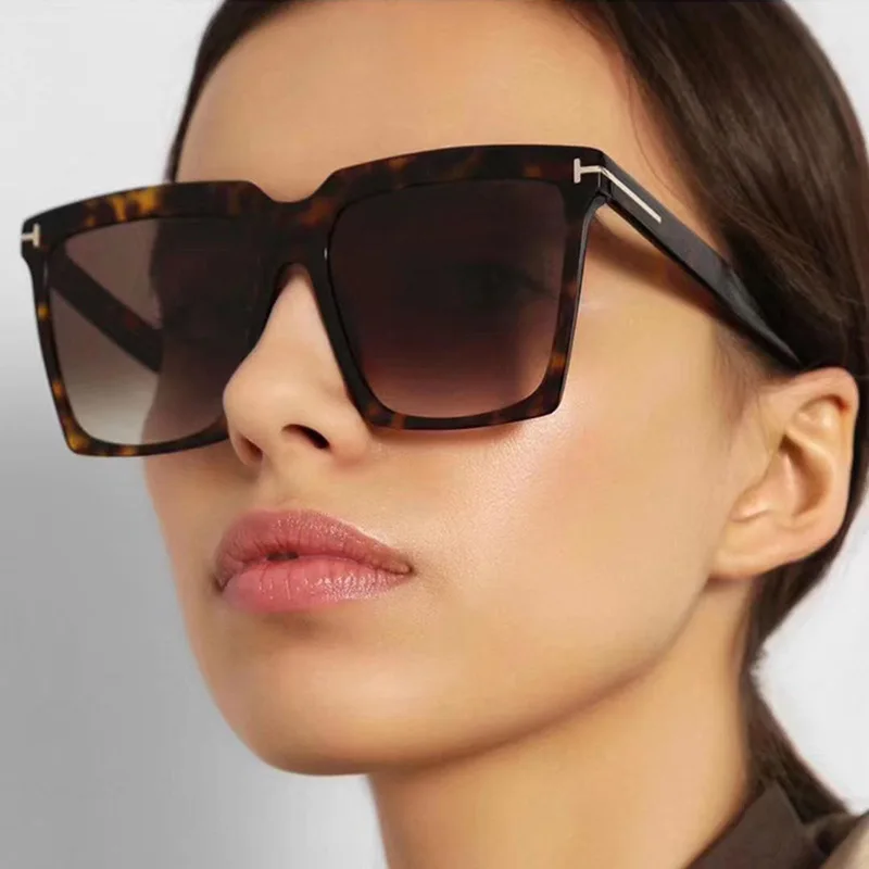 

New Tom Square Oversized Men's and Women's Sunglasses T-shaped Metal Sunglasses