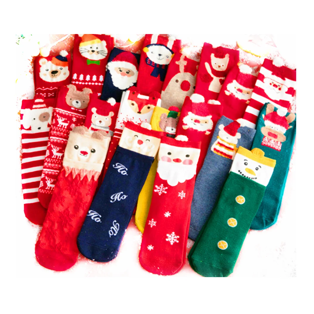 

wholesale hot sale Female fashion style Christmas red socks middle tube socks wholesale Amazon crew socks for women