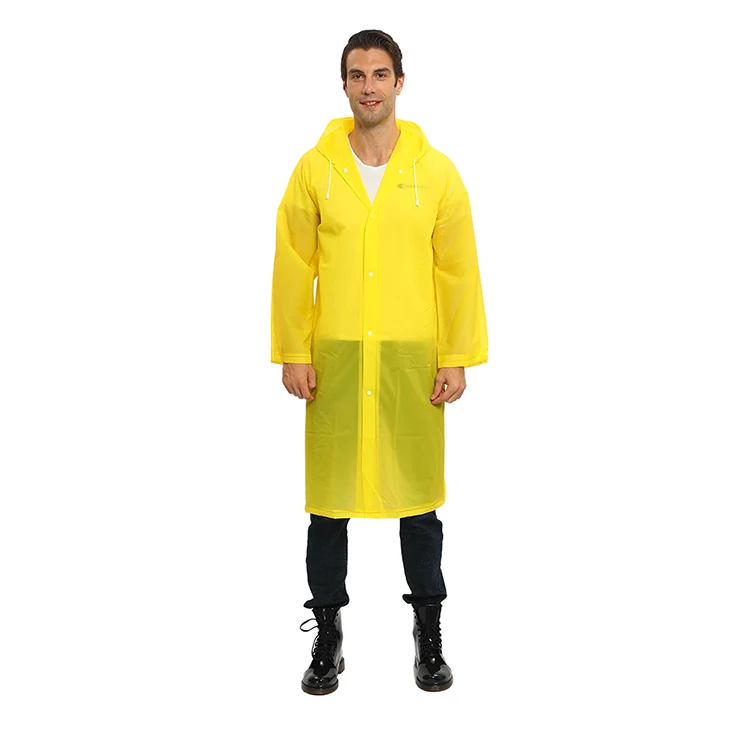

High Quality Long Reusable Waterproof EVA Rain Coat Poncho Plastic Adult Raincoat With Hood For Men And Women, Pinke,yellow,blue,green,white,purple,black