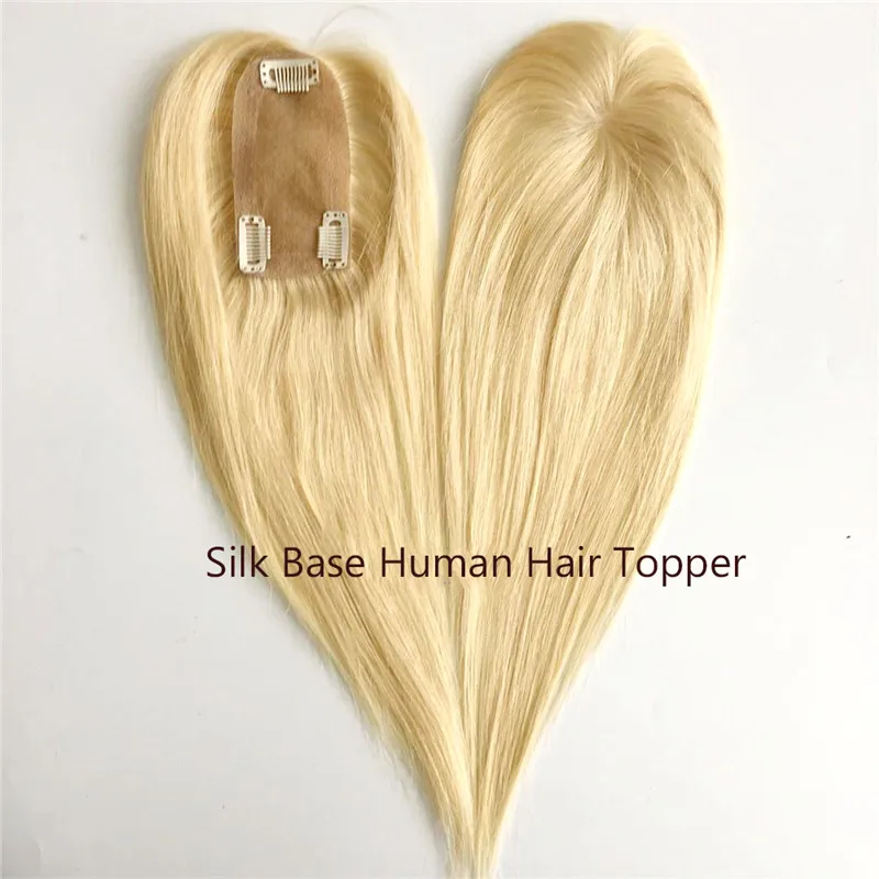 

Fast Shipping wholesale 6*12 cm hair topper silk base 100% real remi brazilian human hair toupee women