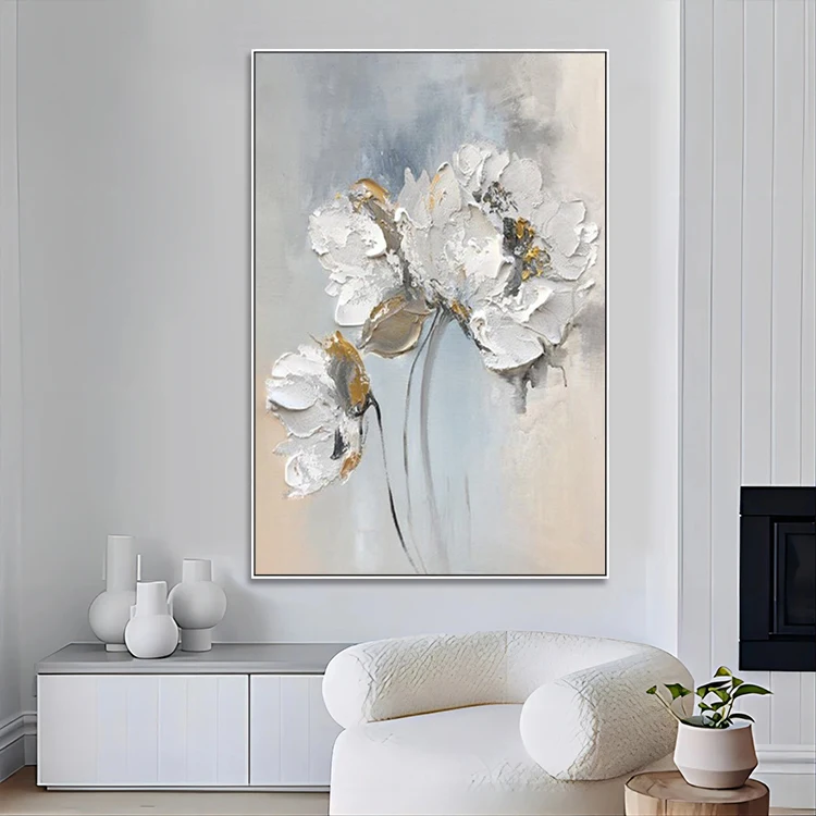 New Design Extra Large Handpainted Canvases Artwork Modern Wall Art Relief Abstract Flower Paintings