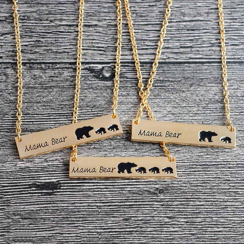 

Personalized Mama Bear Rectangle Necklace, As the picture show