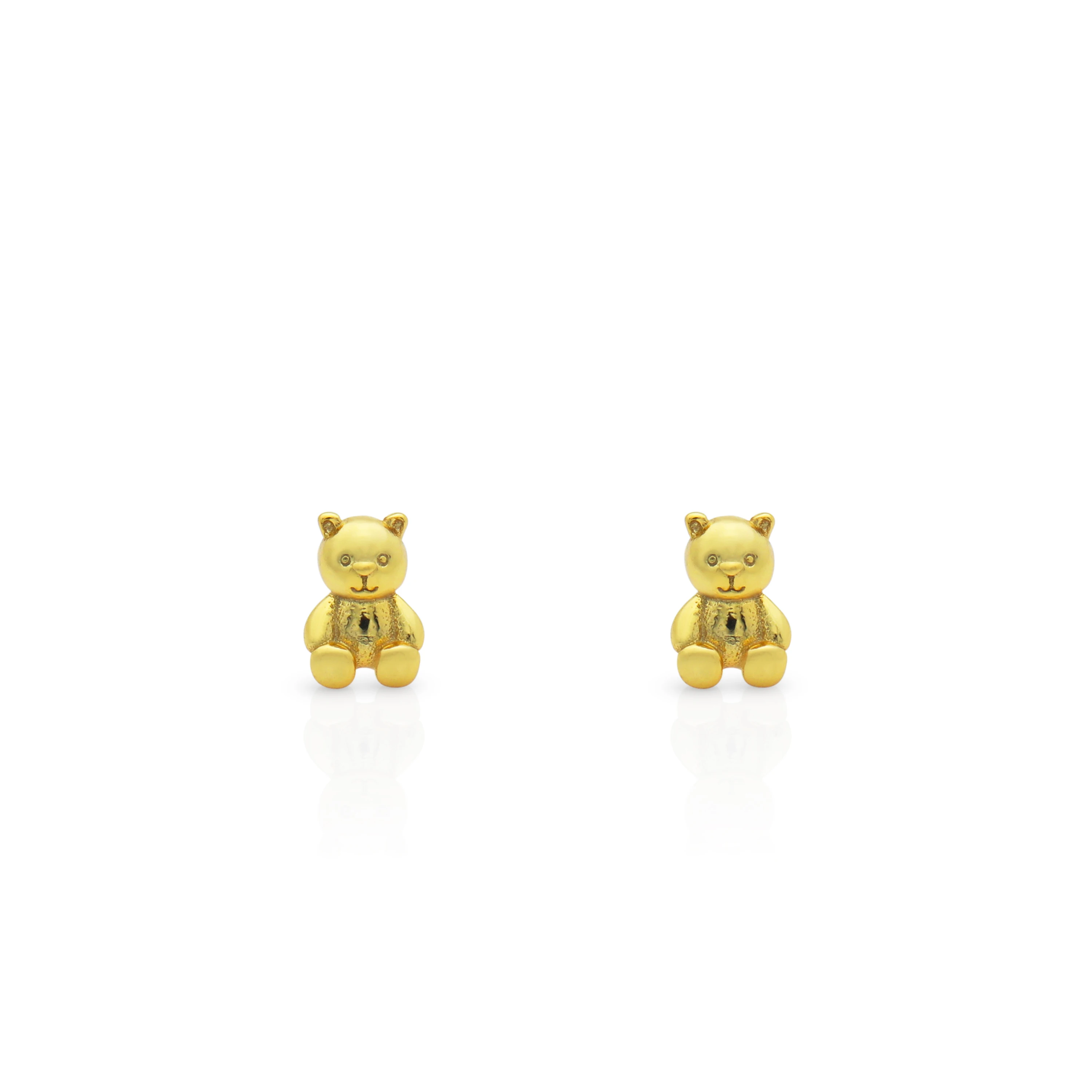 

Chris April in stock fine jewelry 925 sterling silver gold plated Custom vermeil bear stud earrings for women