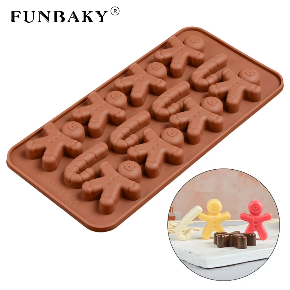 

FUNBAKY BPA free candy making tools man shape chocolate mold silicone cookies biscuit handmade tools baking mold, Customized color
