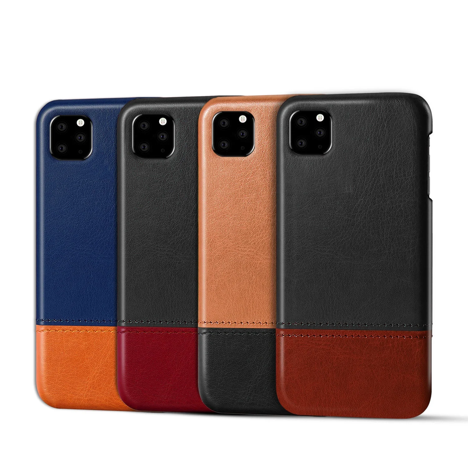 

For iPhone 11 Leather Bicolor PU Case , Luxury Vintage Leather Skin Phone Case For iPhone 11 Pro max, 8 colors