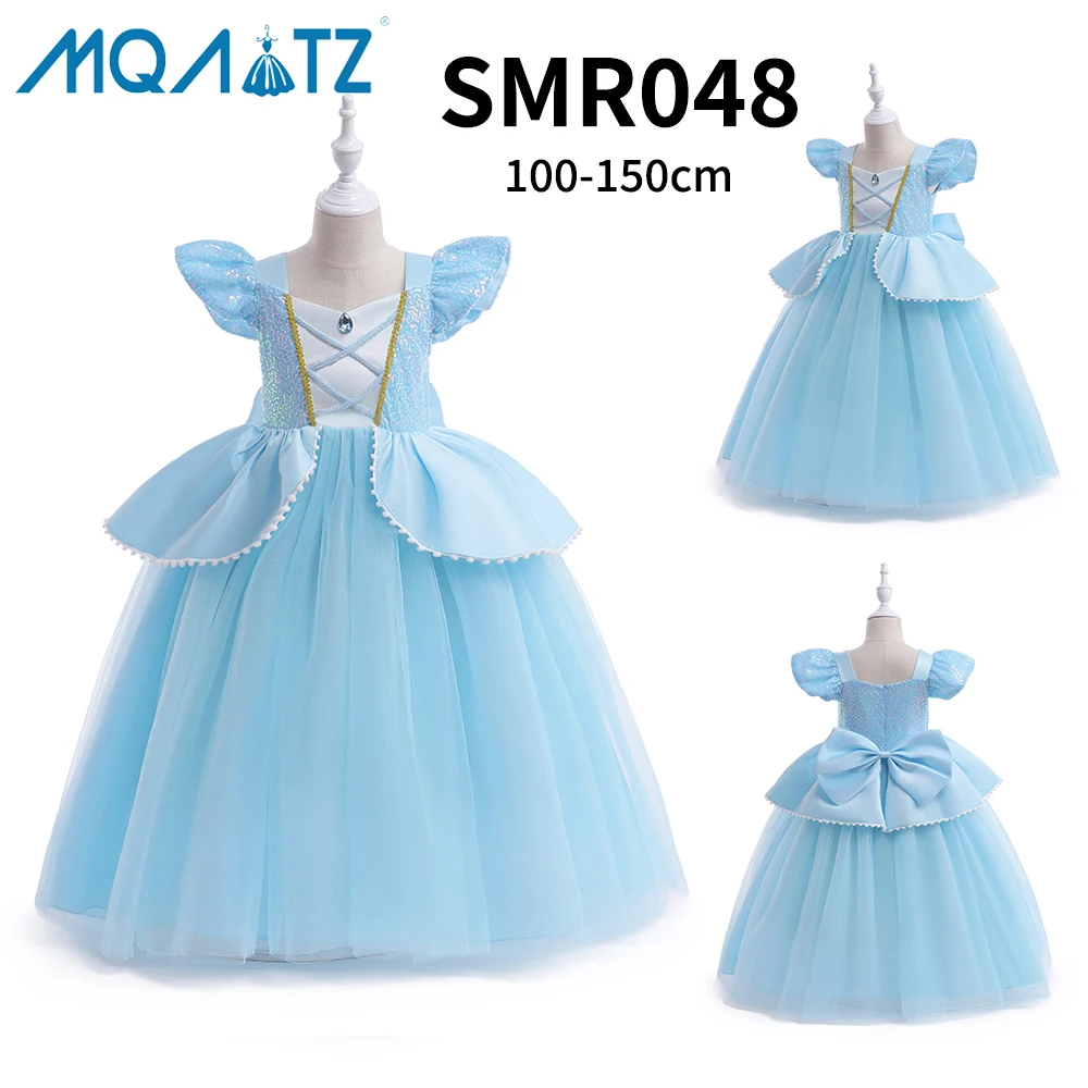 

MQATZ New Arrivals Girls Princess Blue Cosplay Costume Short Sleeve Birthday Party Gown Children Fancy Dress For Baby Girls