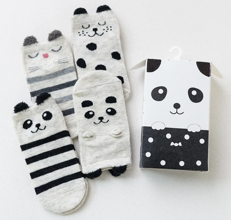 

2021 infant cotton 3d animal children box gift set baby christmas kids socks, Ivory,black,grey,taupe,red