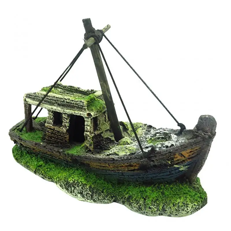 

Aquarium Fish Tank Decorations Landscape Pirate Ship Vintage Resin Design Boat Aquarium Accessories Home Decorations, Picture