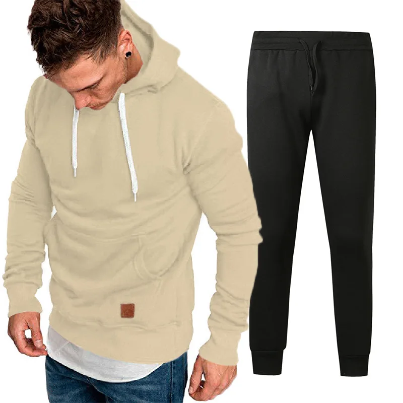 

2021 New Arrival Summer Essential Fashion Sports Plain Hoodies Two Pieces Men sweatsuit Tracksuits Custom Logo