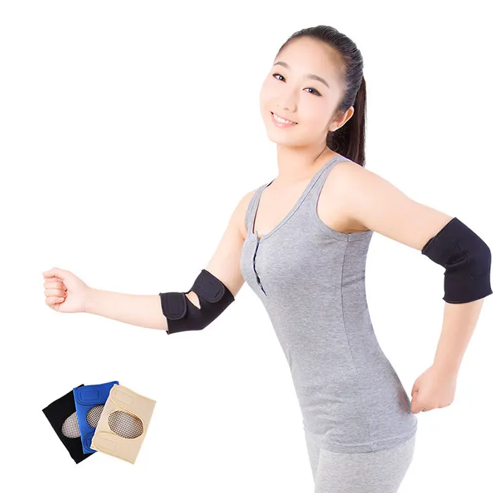 

High Qulity Self heating high Compression Direct Infrared Magnetic Elastic Breathable elbow support brace, Black yellow blue