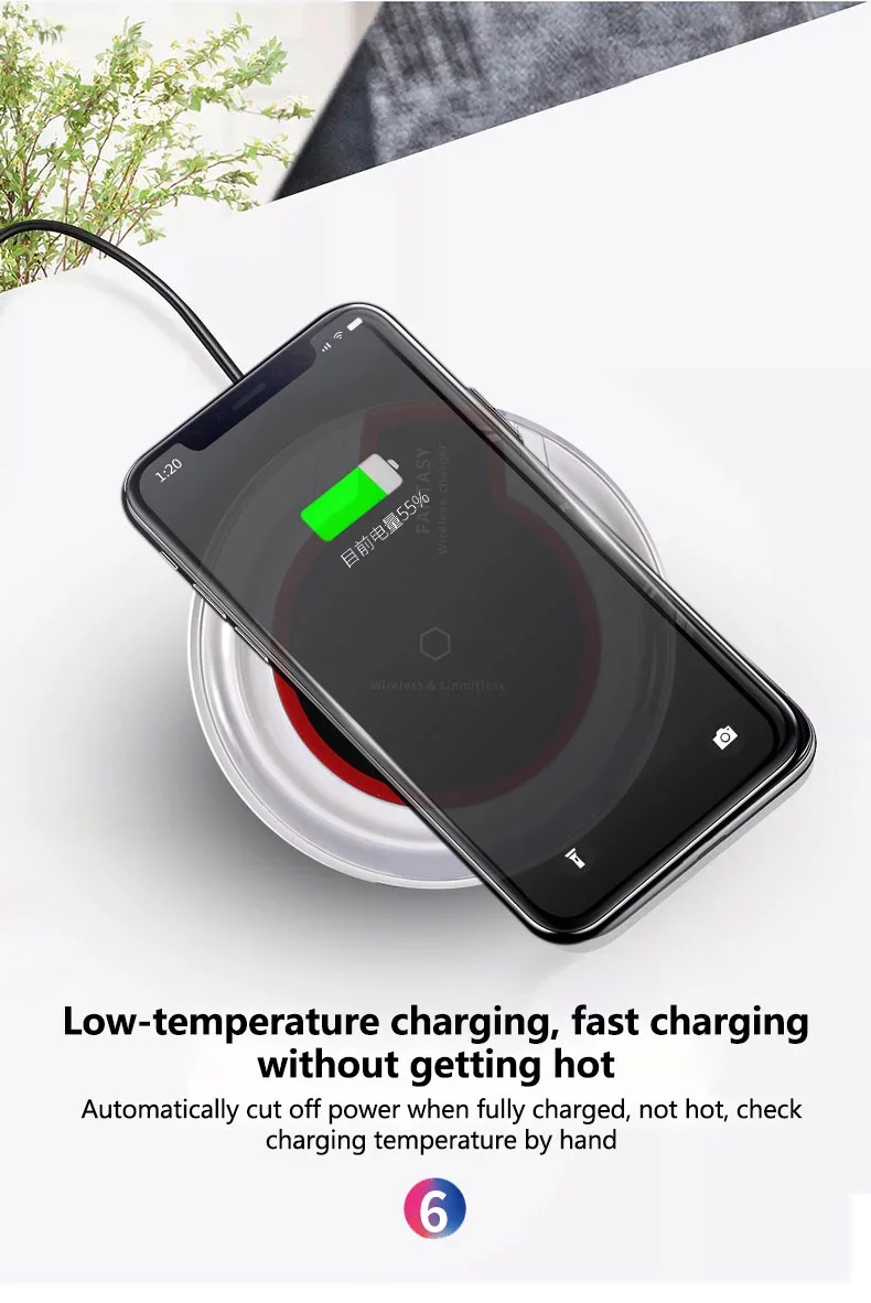 Crystal K9 Wireless Charger For iphone X/XS MAX Qi Fast Charge Wireless Charging Base Transmitter Round for Android Mobile Phone