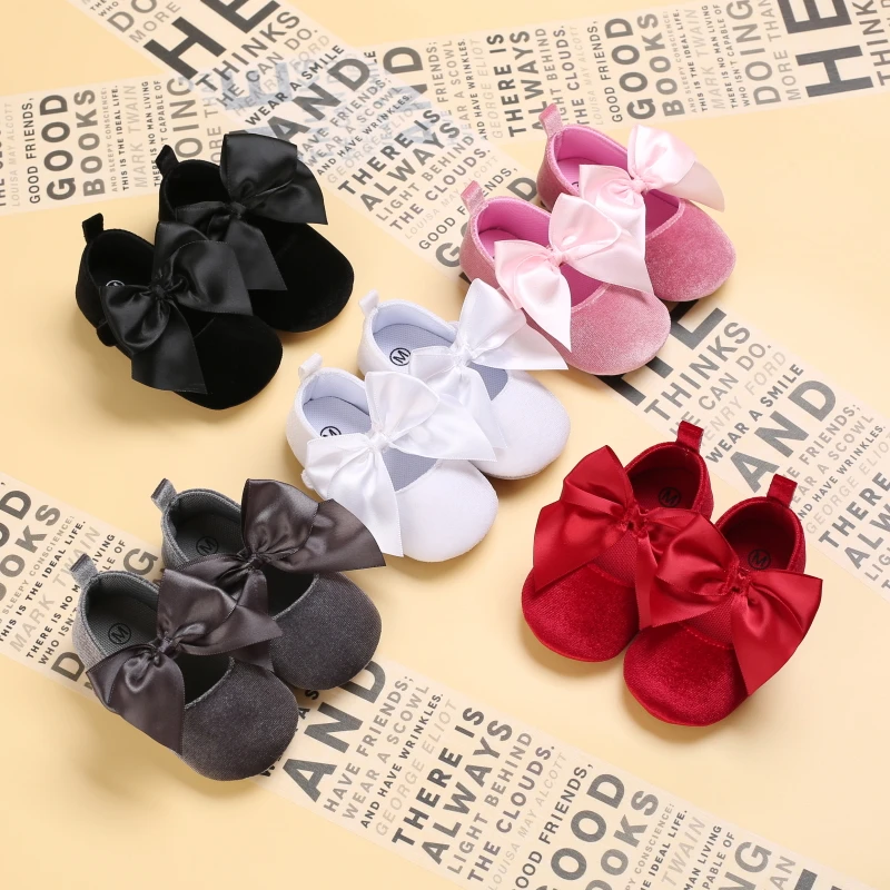 

Spring and Autumn 0-1 year old baby girl soft rubber sole toddler shoes bow princess shoes