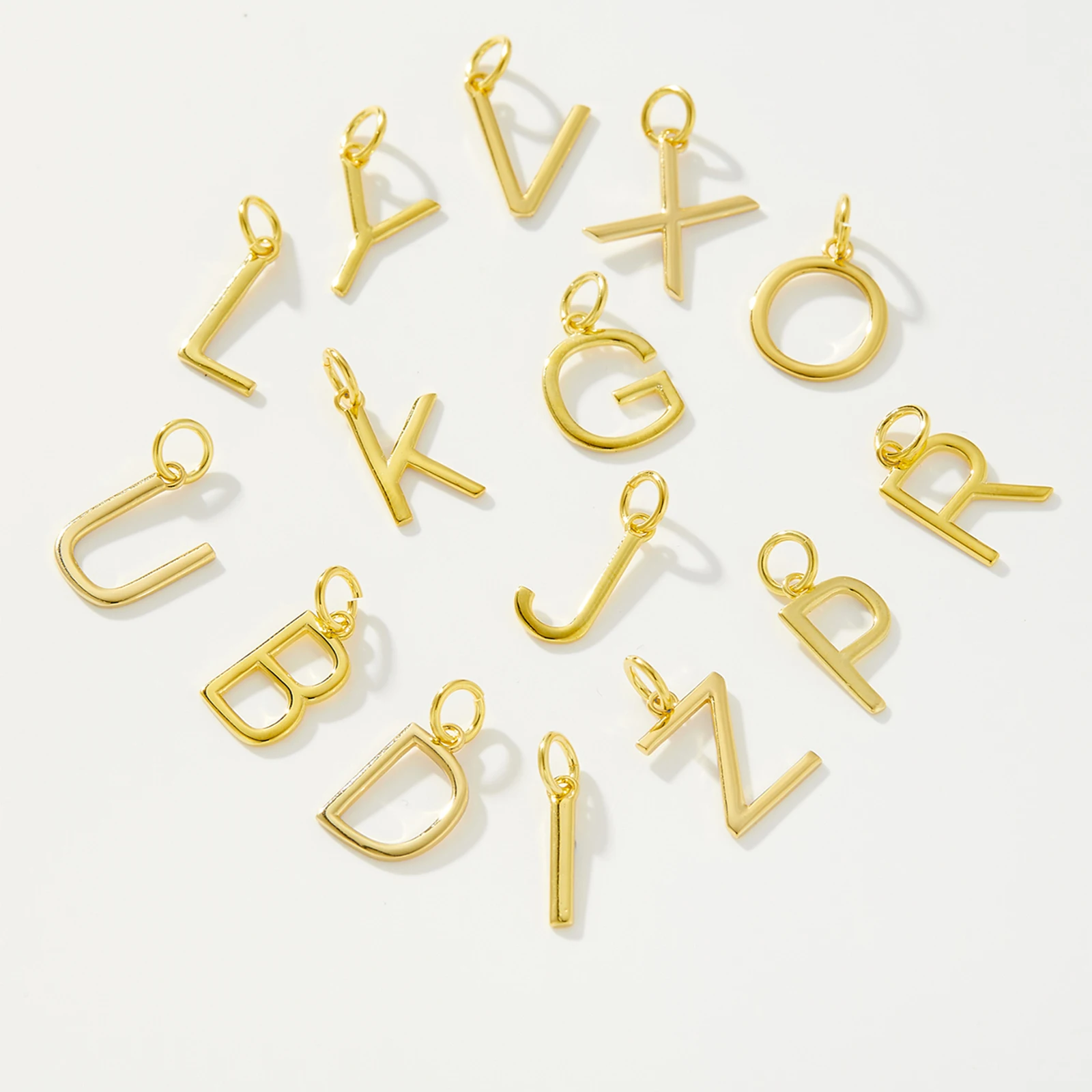 FUAMAY DIY Bracelets 925 Silver Zircon 26 Alphabet 'a' 'z' Pendant Charms Gold Plated Minimalist Letter Charms Nylon Rope