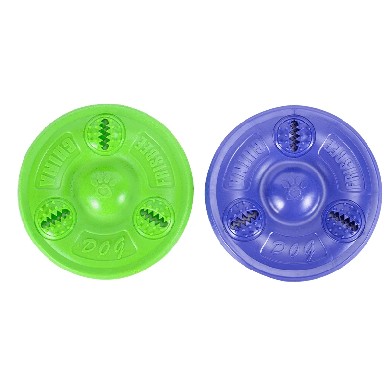 

amazon hot selling Chew Bite Resistant Dog Toy Leaking Food flying disk Educational Pet, Green,purple