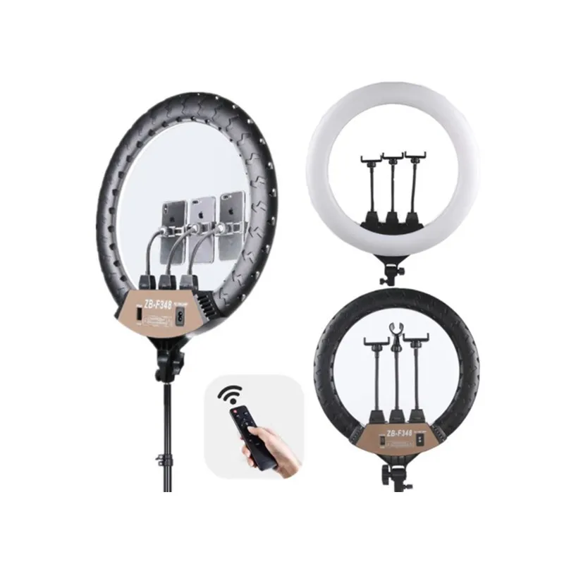 

ZB-F348 LED Ring Light 18 Inches 45cm Ring Light with Wireless Remote Control for Livestream Tiktok Makeup, Black