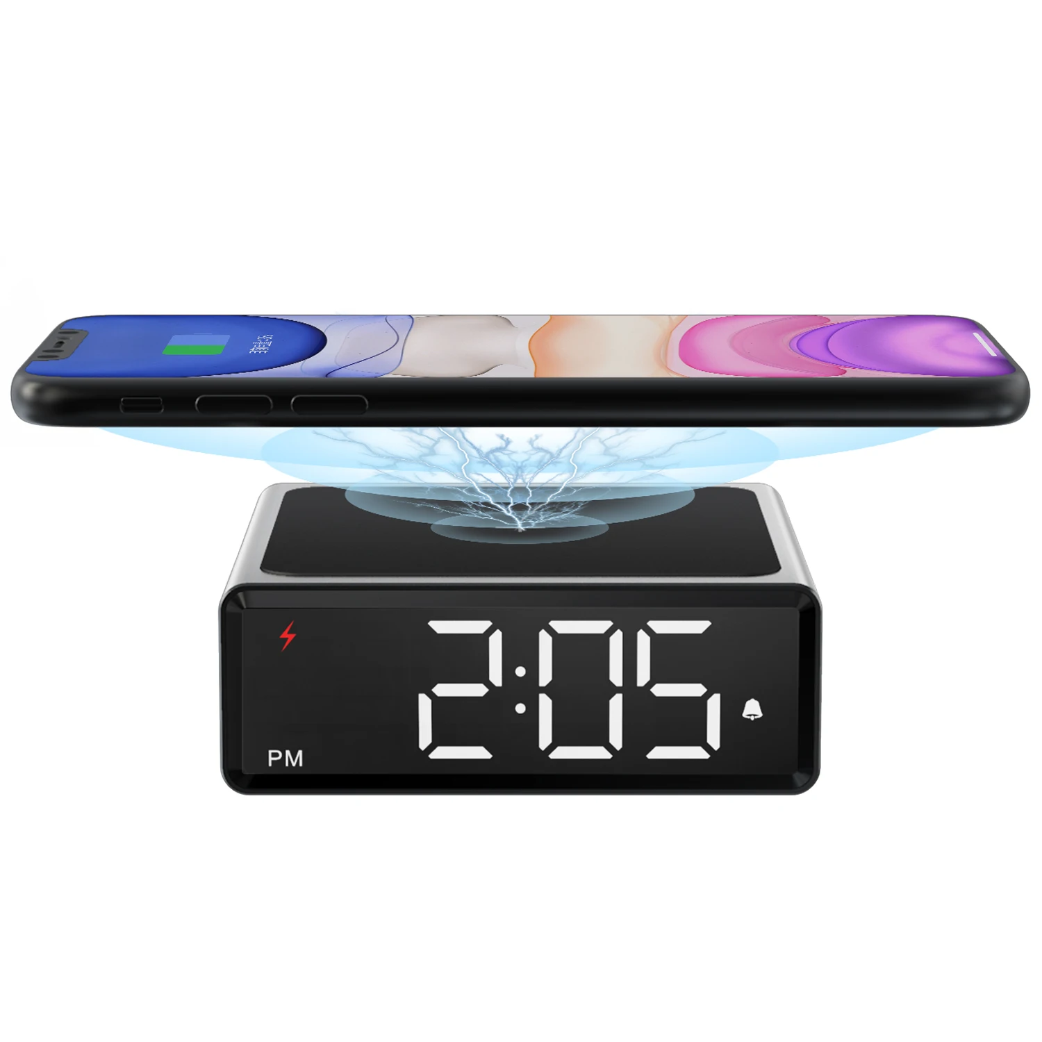 

Drop shipping Fast Charging Smart QI LED Digital Wireless Charger Alarm Clock