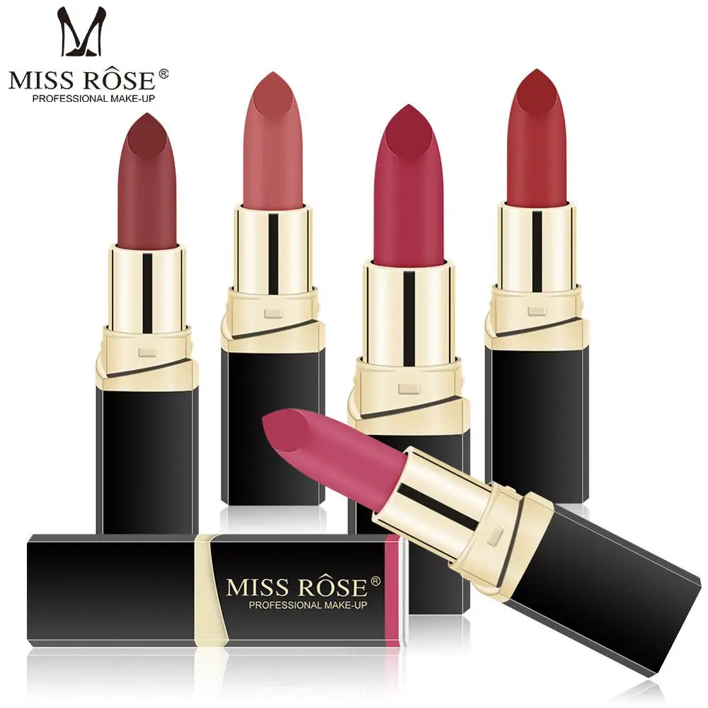 

Miss Rose Black Tube Good Quality Makeup Organic Matte Lipstick Nude Lip Stick Dropshipping, 42 colors