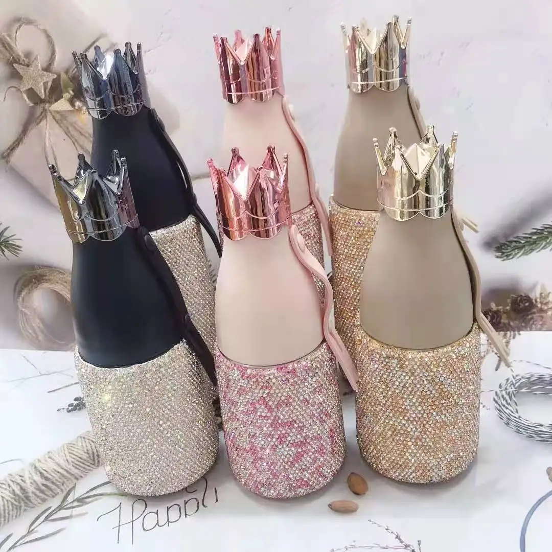 

New Style Rhinestone Crown 304 Stainless Steel Vacuum Thermos Water Bottle Gift For Girls And Women
