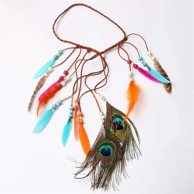 

Ethnic Indian Headband Hair Accessories Bohemian Peacock Feather Hairband