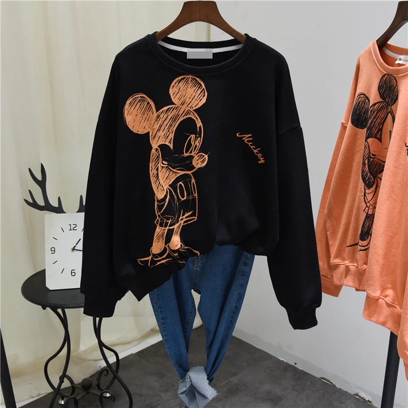 

Custom Streetwear Women Casual Long Sleeve Comfortable Cartoon Embroidery Pullover Oversized Sweatshirt Loose Cotton Hoodies