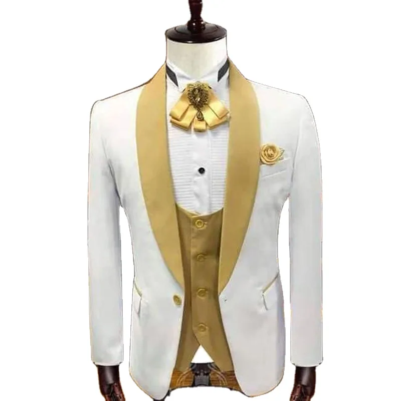 

2022 Men Suits Wedding Tuxedo Shawl Lapel Formal Business Classic Suits 3 Pieces(Blazer+Vest+Pants)