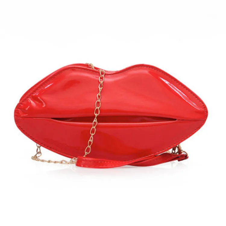 

Hot Selling Lipsy Bag Unique Red Lip Glossy PU Leather Crossbody Shoulder Mini Fashion Sling Bags for Women Girls, Customizable