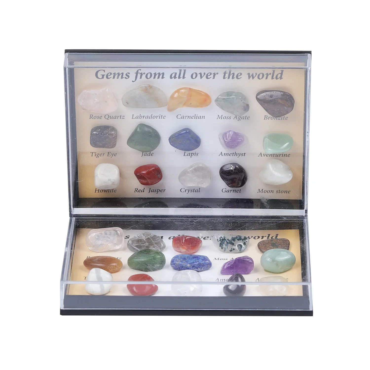 

Mineral Specimens For Teaching Mixed With Natural semi precious Stone Rock Quartz Mineral collection Gift Box