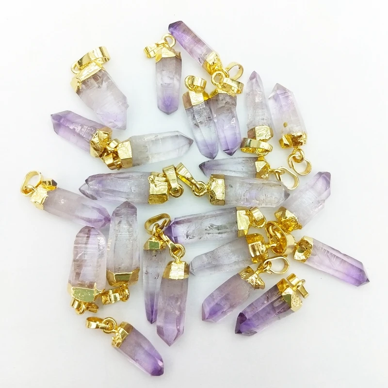 

Wholesale Rough Druzy Gemstone Natural Healing Amethyst Crystal Raw Stone Necklace Jewelry Gold Plated Pendant For Necklace, Multi natural pendant