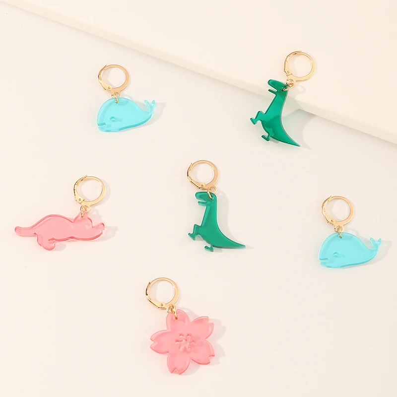 

Jewelry Colorful Dinosaur Shape Girl Statement Earrings