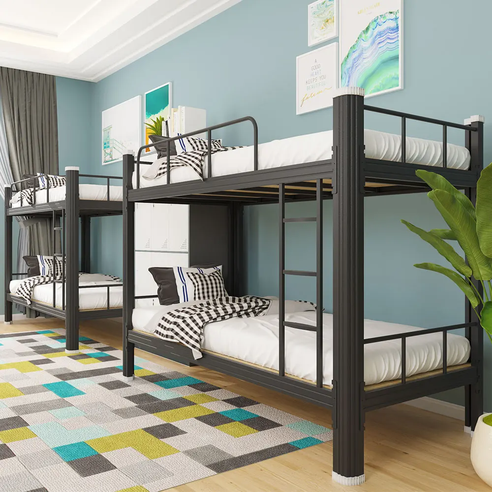 
Factory Sales Metal Triple Steel Bunk Bed with Desk for School MIlitary 