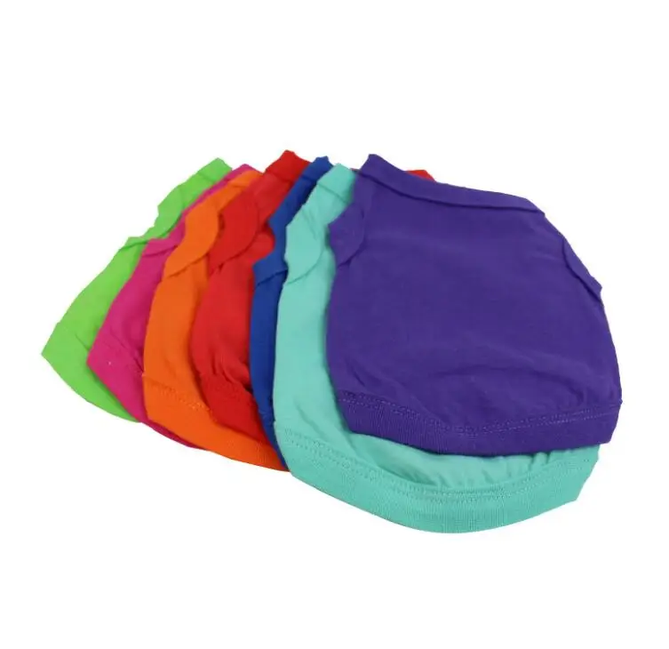 

Wholesale Colorful Pure Cotton Dog T Shirts Summer Clothes For Dog Dress Pet Clothes, More than 10 different colors