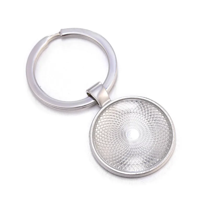 

Key Chain Keyring Pendant Tray Setting  Cabochons BlanK with Glass Dome and Split Key Ring for DIY