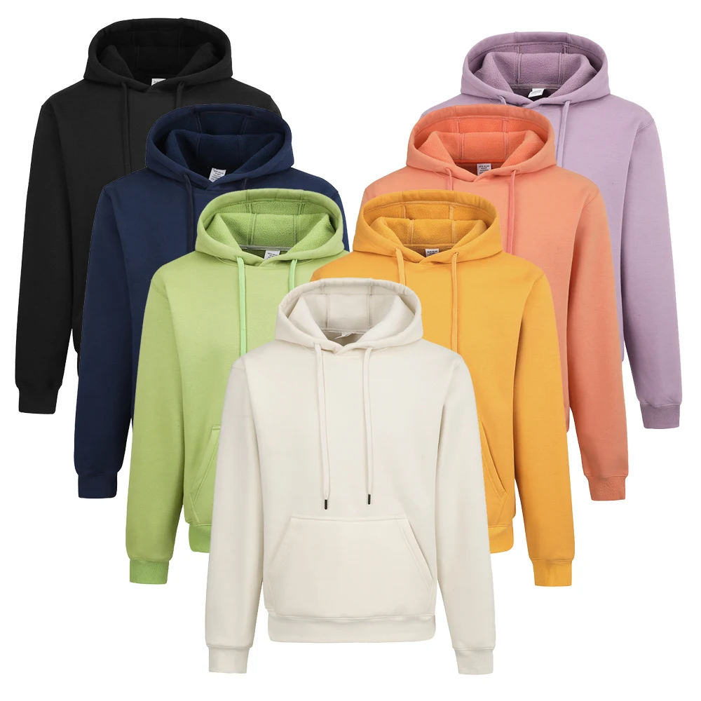 

2021 New Arrival Wholesale Fashion Polar Fleece Jumper 350 Gsm Heavyweight Hoodie Thick Unisex Blank Hoodies Custom Logo, Black,coral,navy,purple,ivory,grey,blue