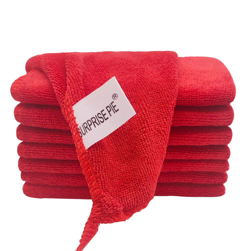 

Microfiber Cleaning Towel Strong Water Absorption  250GSM Red Color 8 PIECES Thicken Washing Drying Detailing