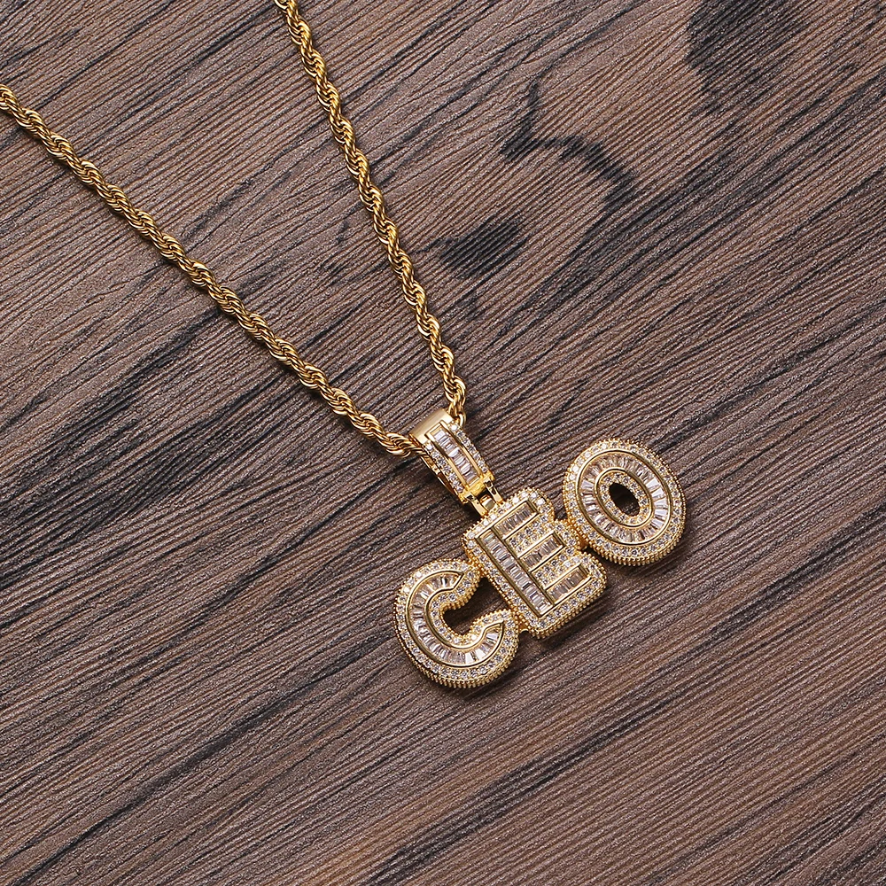 

CP15 Small Size Custom Name Letters Brass setting CZ Pendant Iced Out Zircon Hip Hop Necklace Jewelry Gift