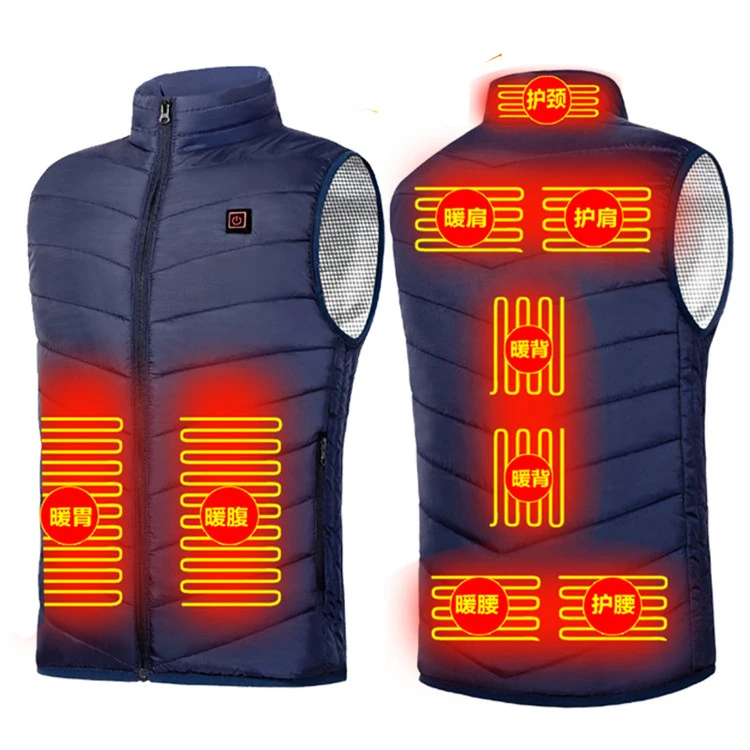 

Men and Women USB Charging Intelligent Adjustment Heating Smart Thermal Heated Clothing Sleeveless Motorcycle Heated Vest, Black,blue