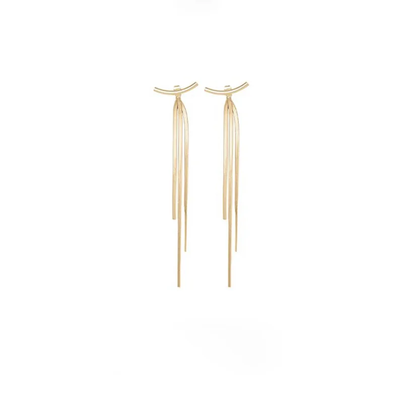 

Long pendant jewelry to show face thin metal snake bone chain earrings