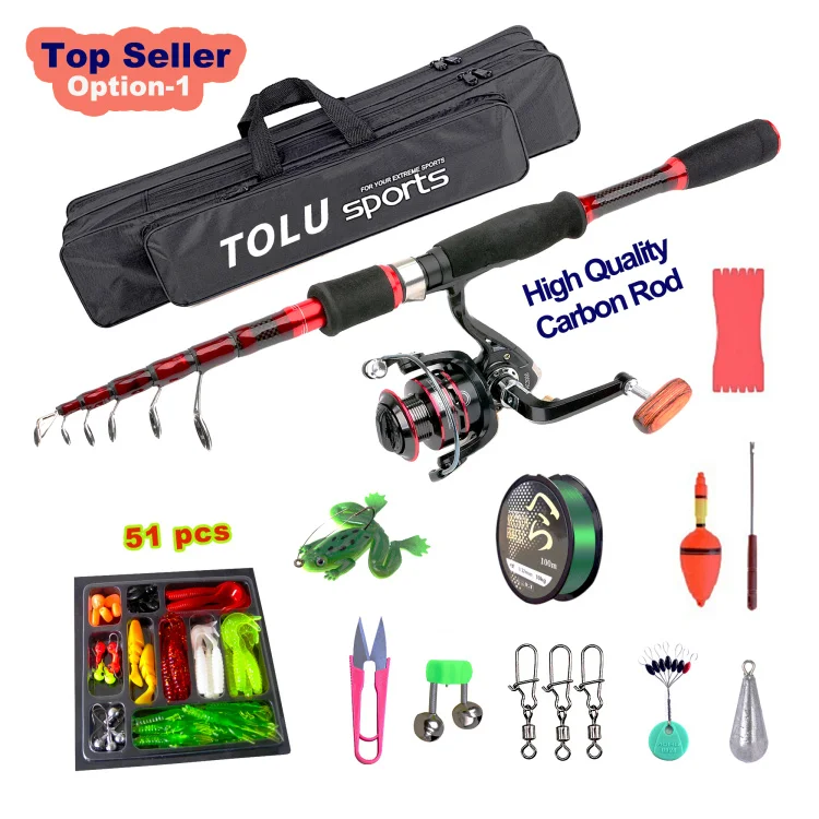 

Hot Sale Top Seller Spinning Telescopic Fishing Rod and Reel Combo Set kit with Line Lures Hooks Reel Factory wholesale
