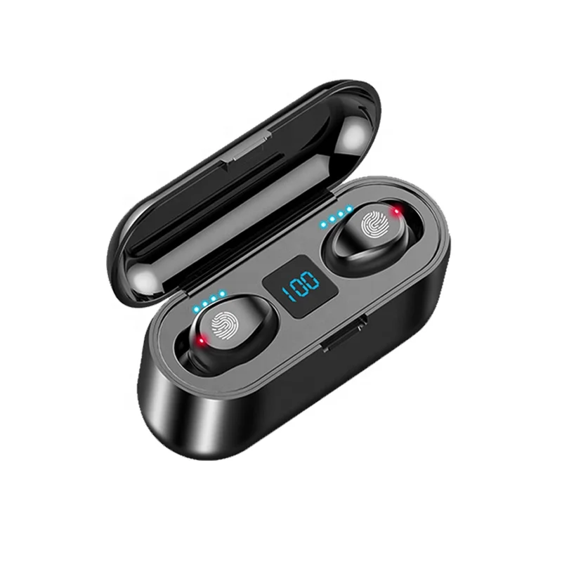 

Amazon F9 TWS BT 5.0 Wireless Earphones Earbuds Sports Waterproof Headphone with LED Charging Box Sports 2000mah Power Bank