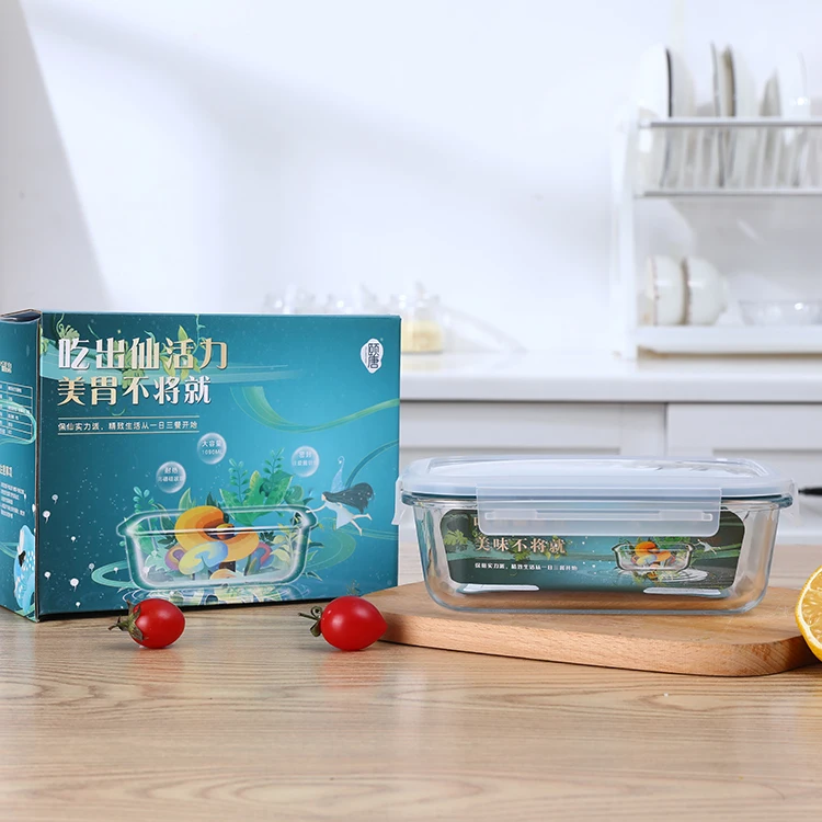 

microwaveable high borosilicate glass food storage container set with lid